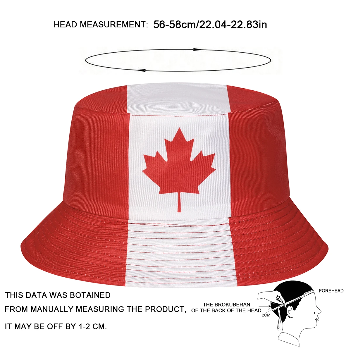 Unisex Canada Flag Print Bucket Hats Fishermen Caps Outdoor Casual Cap Sunscreen Hat