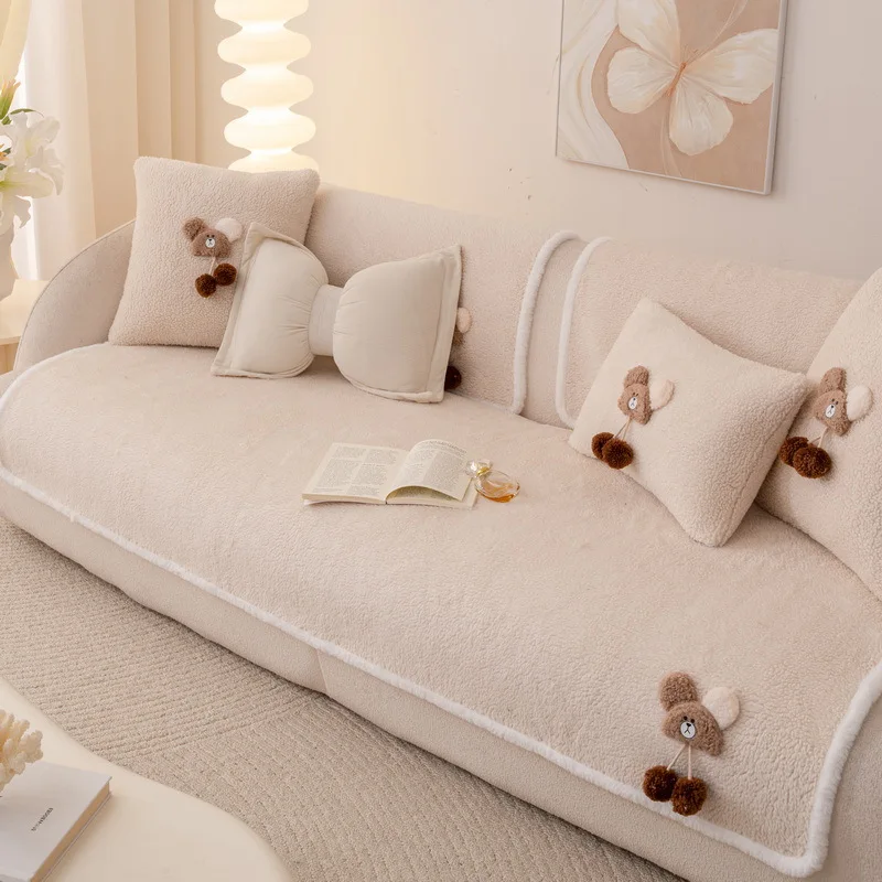 Chenille Sofa Cushion Fabric Four Seasons Universal Non-Slip Cushion Cute Chinese Style Simple Style Sofa Cover Towel