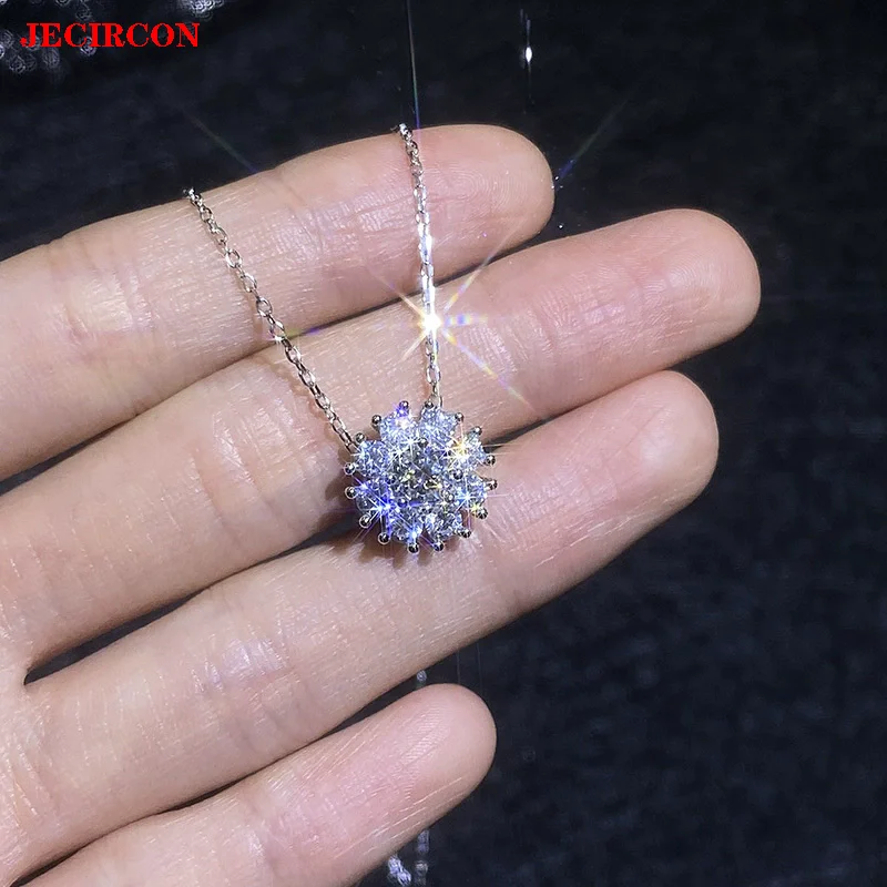 

JECIRCON 0.5CT Moissanite Necklace for Women, S925 Sterling Silver Sunflower Pendant with Adjustable Chain, Sparkling Jewelry