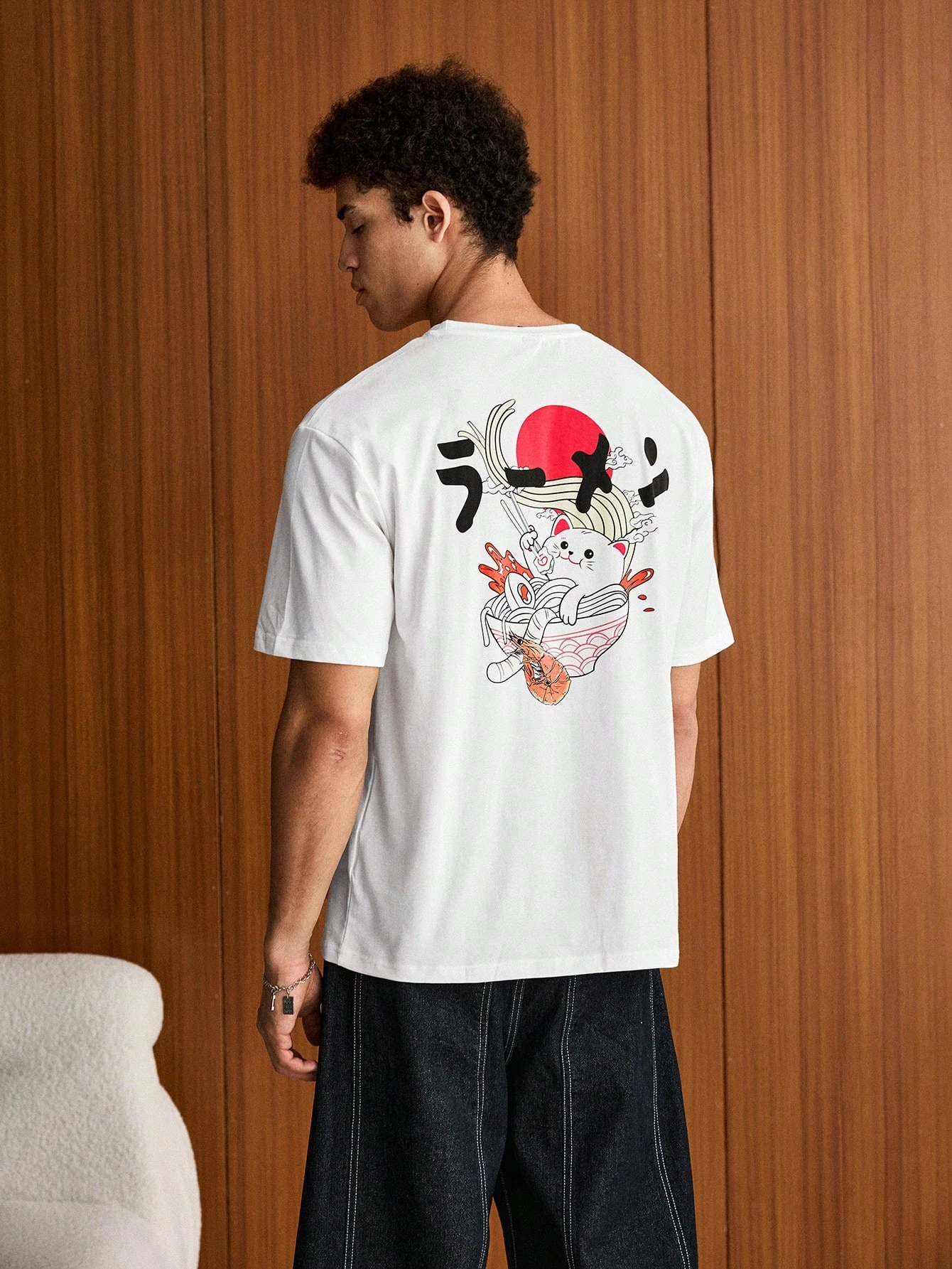 

SWAVVY Men's Cartoon Cat Print Short Sleeve T-Shirt Cartoon And Letter Graphic Men's Clothing Y2k Ladies Clothes Oversized Shirt