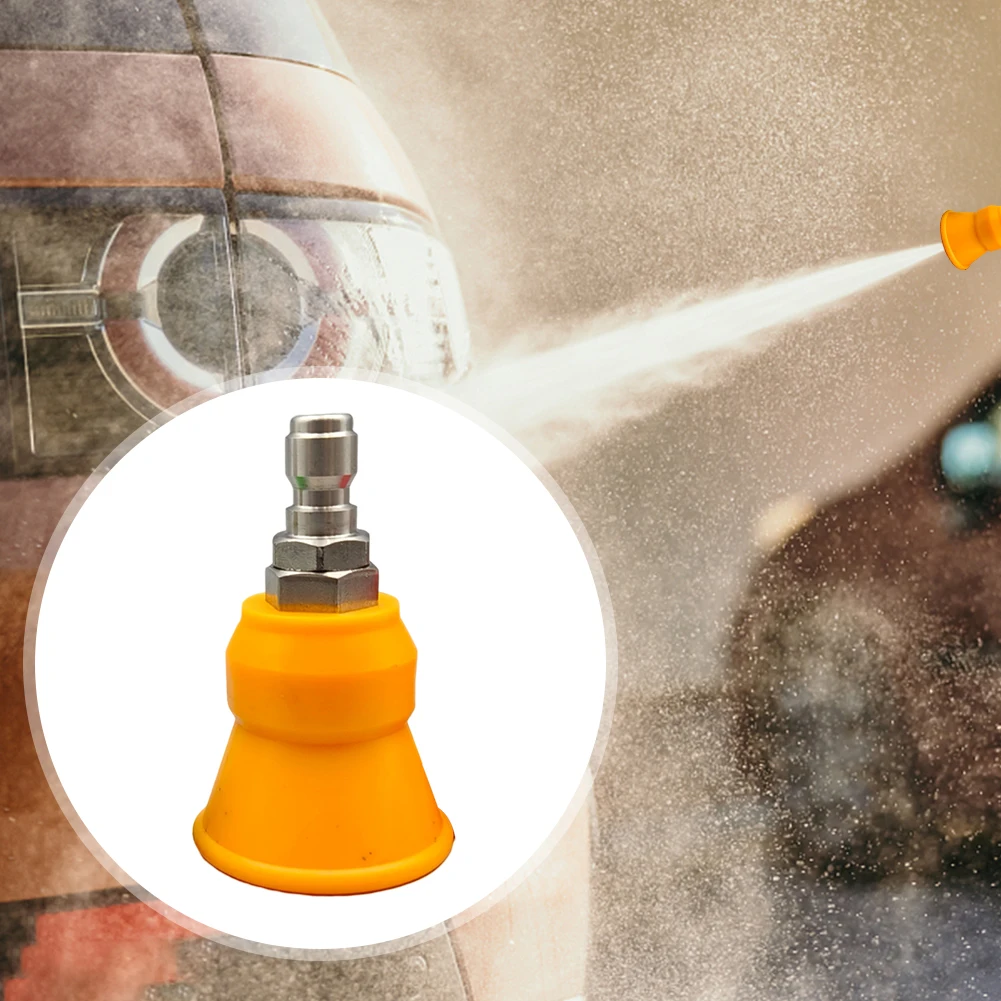 High-Pressure Water Gun Nozzle Splash-proof Sheath Nozzle Rubber Sleeve Fan Nozzle Stainless Steel Washer Sprayer 1/4 Quick Plug