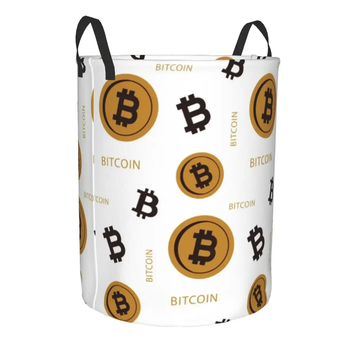 BTC Cryptocurrency Bitcoin Laundry Basket Collapsible Crypto Blockchain Clothes Hamper for Baby Kids Toys Storage Bag