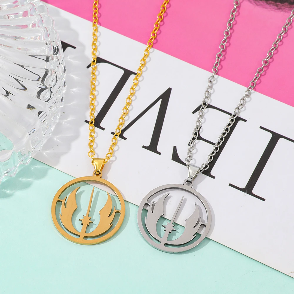 Jedi Order Logo Necklace Fashion Stainless Steel Hollowed-out Pendant Movie Theme Jewelry Accessory for Men And Women view 5