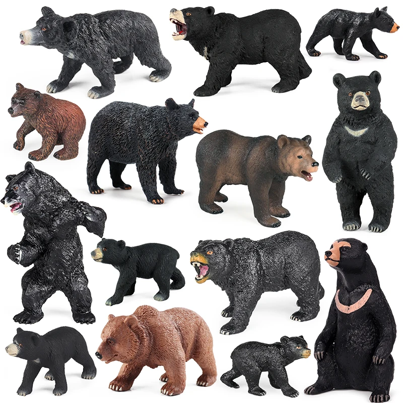 Oenux Simulation Wild Figurines Black Bear Wombat Raccoon Model Action Figures Forest Animals Toy Home Decoration Kids Education