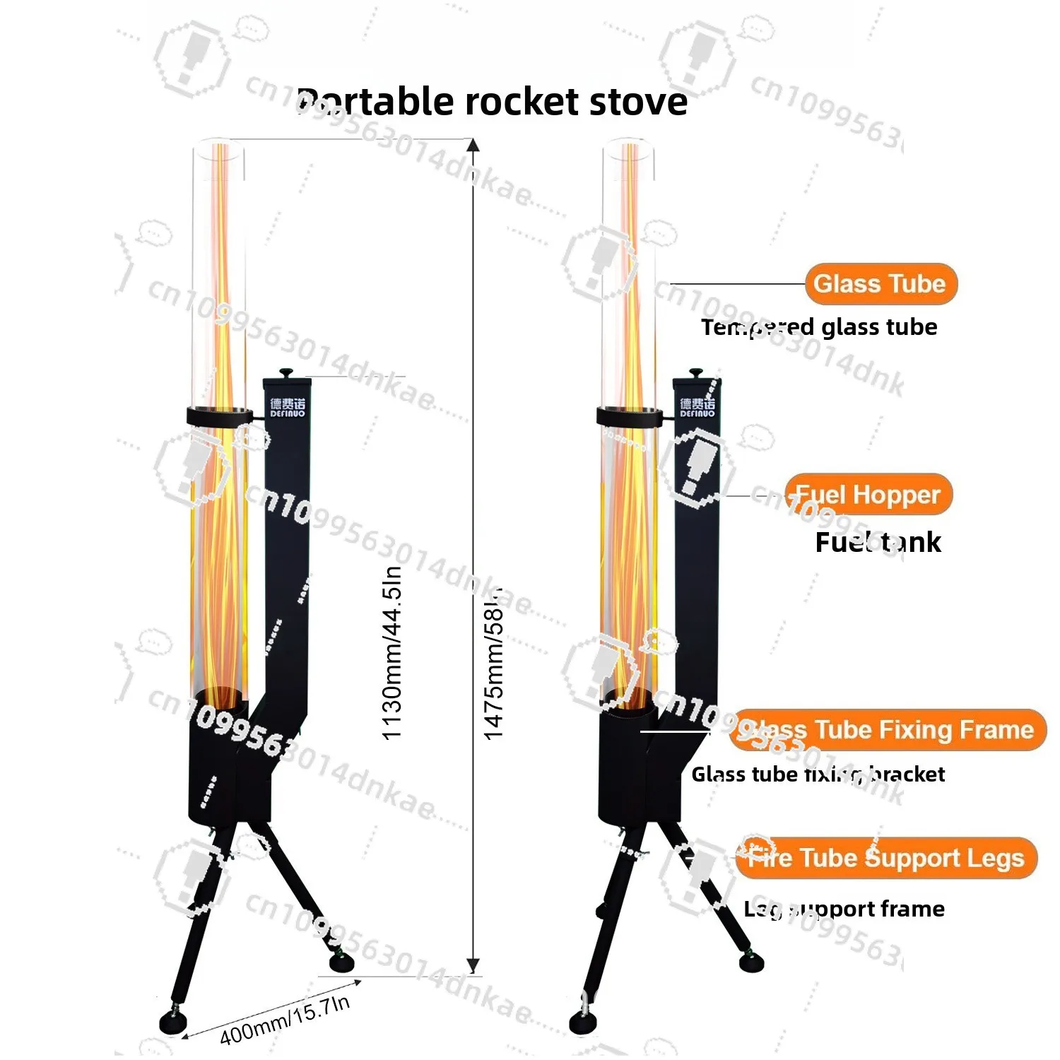 Vertical Wood-burning Rocket Stove, Bazooka, Courtyard Heating Stove, Outdoor Camping, Winter Pellet Stove, Heating Stove