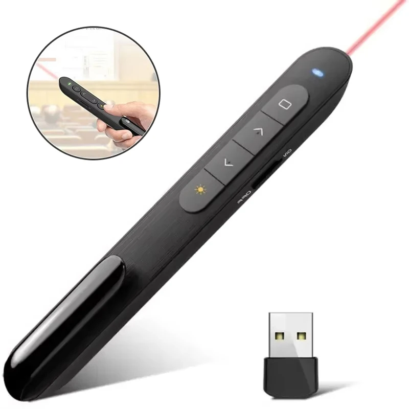 Wireless Presenter Red Laser Smart Page Turning Pen 2.4G RF Volume Remote Control PPT Presentation USB PowerPoint Pointer Mouse