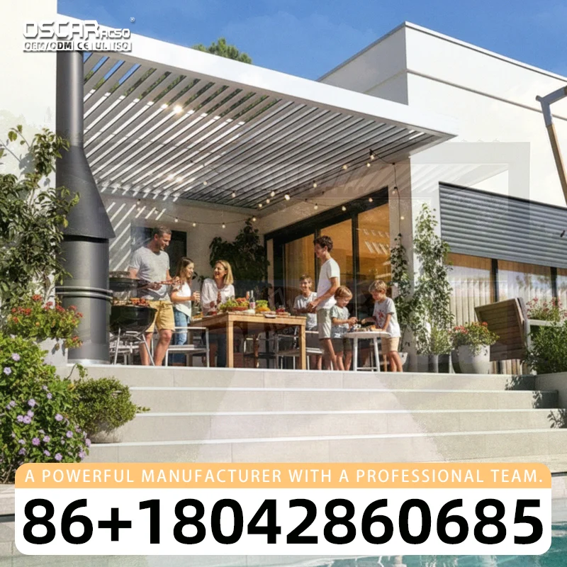 EcoFriendly Heavy Duty Electric Aluminum Pergola with Screen Blind Drainage System for Backyard Terrace US Canada pergola