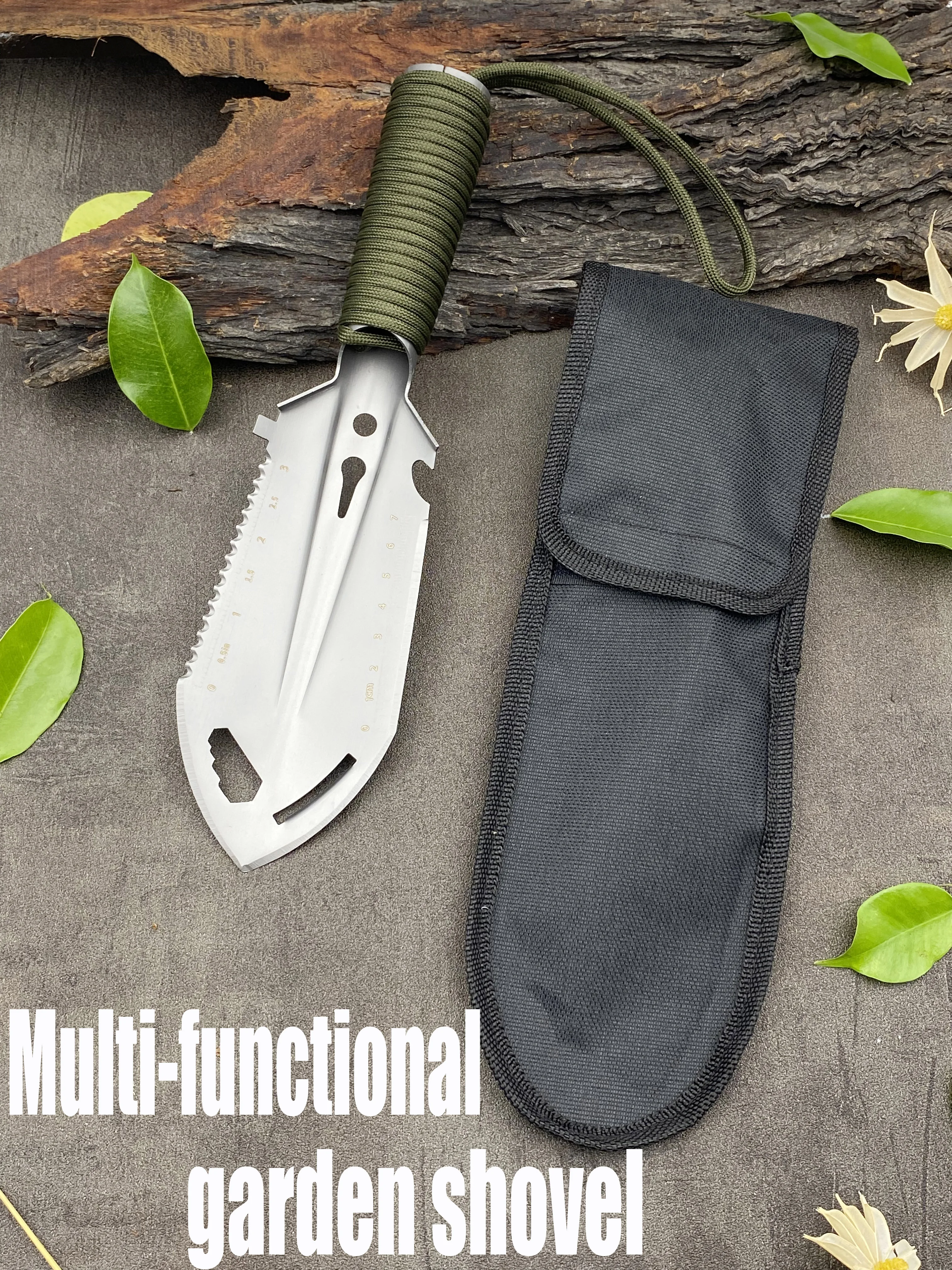 Mini Military Garden shovel 10-in-1 Multifunctional Outdoor Tool ,ottle Opener,Saw /ruler/wrench，Survival, Hiking, Ice Fishing