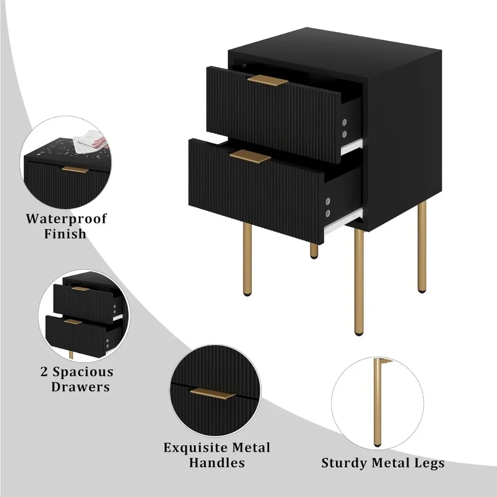 Table de oral et à Rayures Noires, 2 Commode MELCommode pour Chambre à Coucher, Petite Table d'Appoint avec 2 Aérateurs de Proximité, Table d'Appoint avec Cadre localité pour Chambre à Coucher