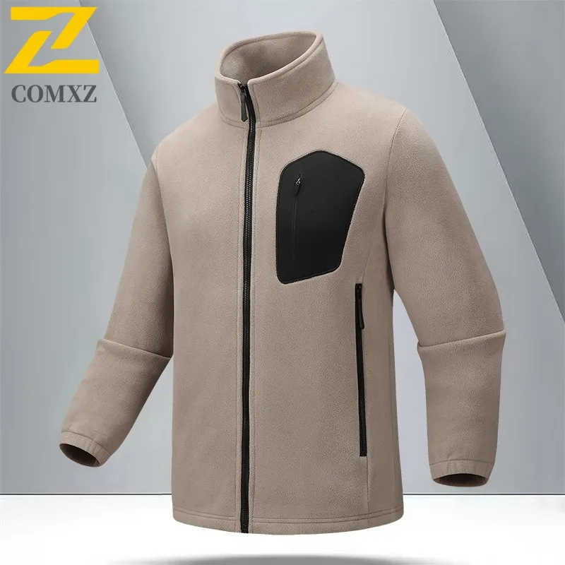 

COMXZ 2025, осенне-зимняя новая парная уличная флисовая куртка на молнии, утепленная свободная посадка, повседневное уличное домашнее пальто с длинными рукавами