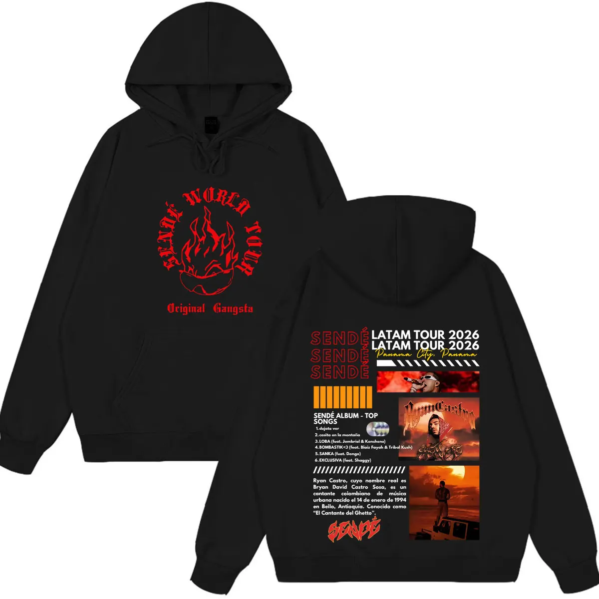 Moletom com Estampa do Rapper Ryan Castro para a Tour de Álbuns 2026, Unissex, Estilo Hip-hop, Pullover de Inverno, Casual, Vintage, Gótico, Punk