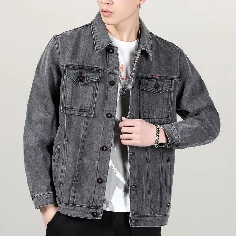 Streetwear Men Jackets And Coats Denim Cargo Jacket 2023 Fashion Mens Outwear Male Plus Size Men\'s Overalls Bomber Jacket