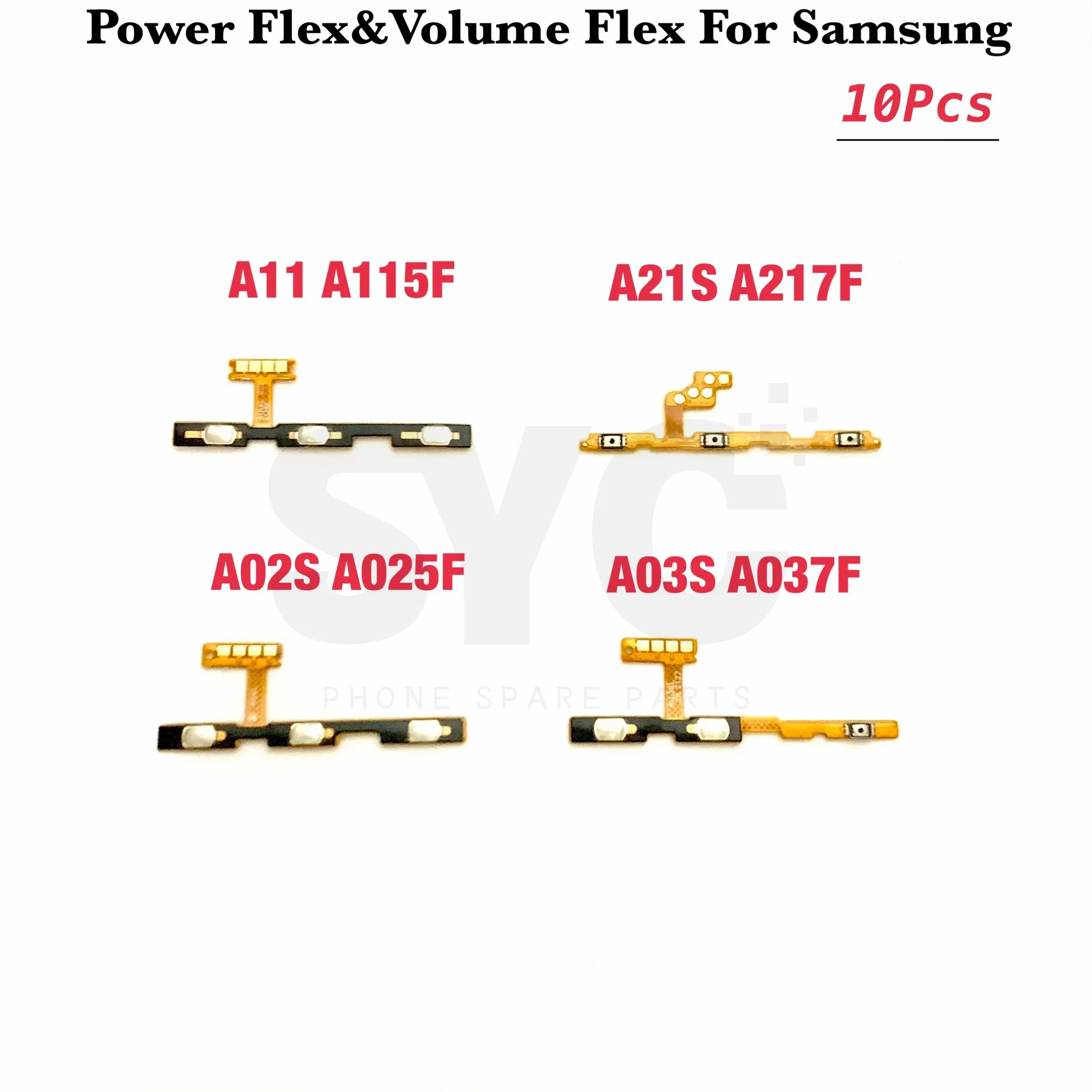 10Pcs For Samsung A10 M10 A20 A30 A50 A70 A11 A21s A30s A50S A71 A02S A03S A02 Power On Off Volume Side Button Key Flex Cable