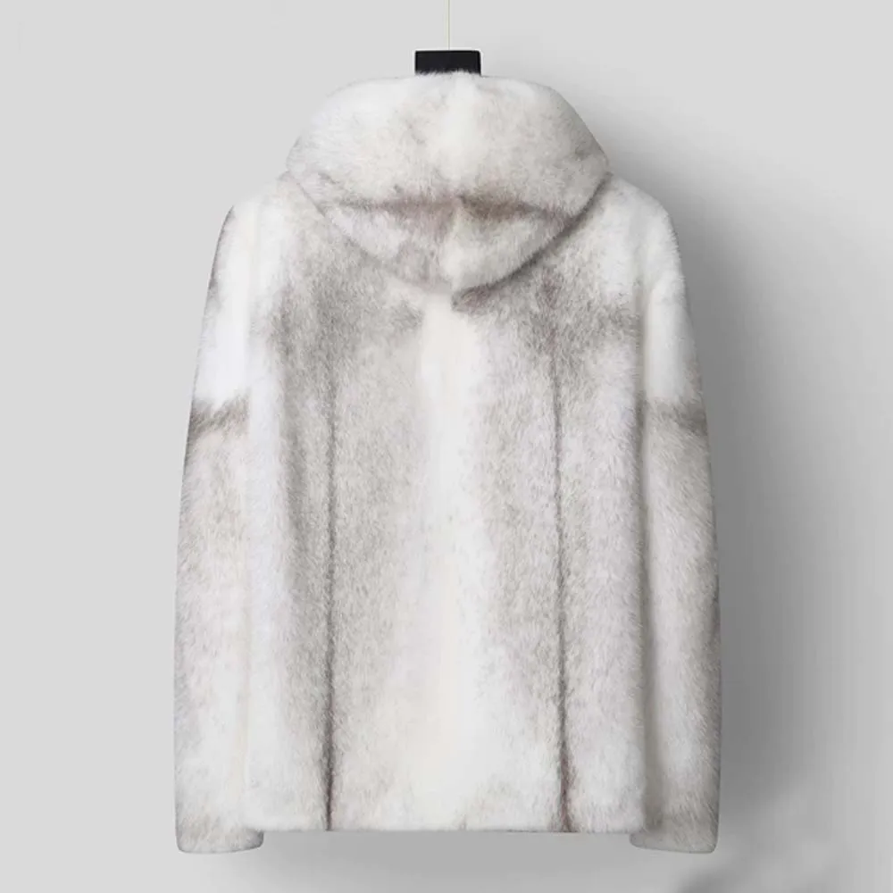 2026 new winter Cross men mink fur Men coat Fur and skin combined together Hooded Mink Overcoat Whole mink skin