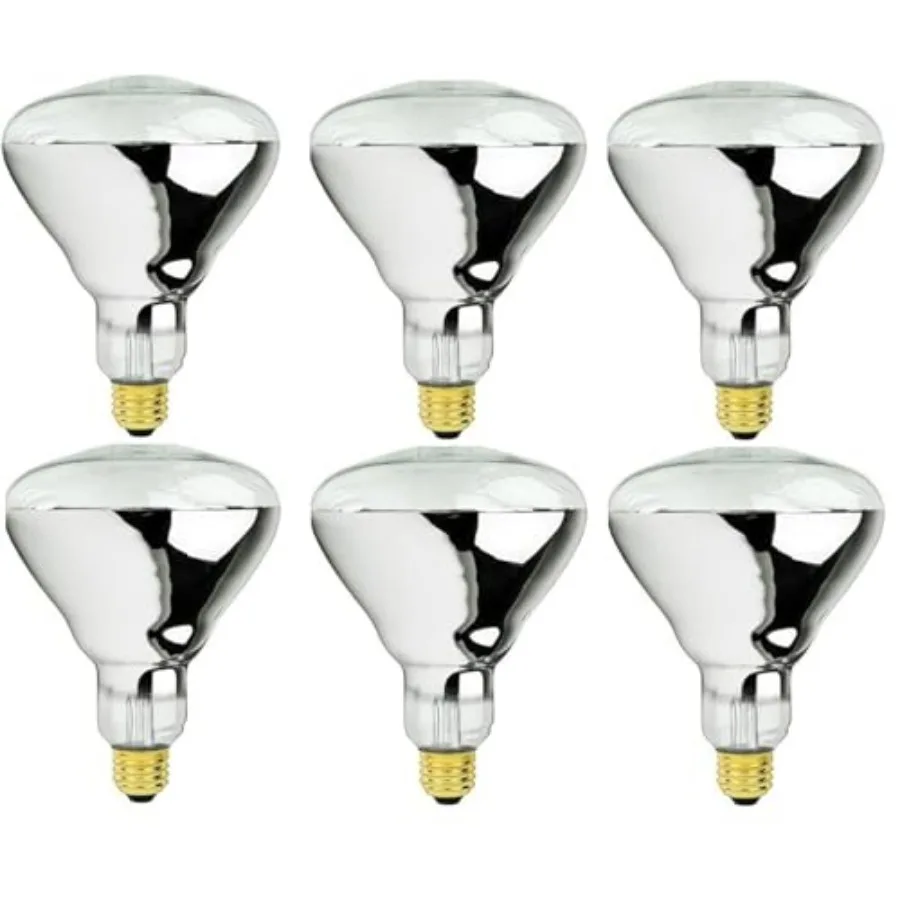 50 Watt Heat lamp Bulb for Bathroom R40 Incandescent Shower Heat Lamp Clear Infrared Bath Light 50R40 Chicken Light Bulb E Base view 6