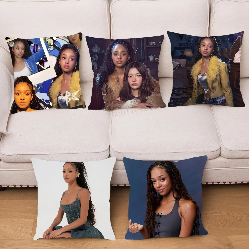 Kpop MANON K-KATSEYE Pillow Case Square Pillow Bedroom Sofa Leisure Comfort Cushion Car Living Room Home Decoration