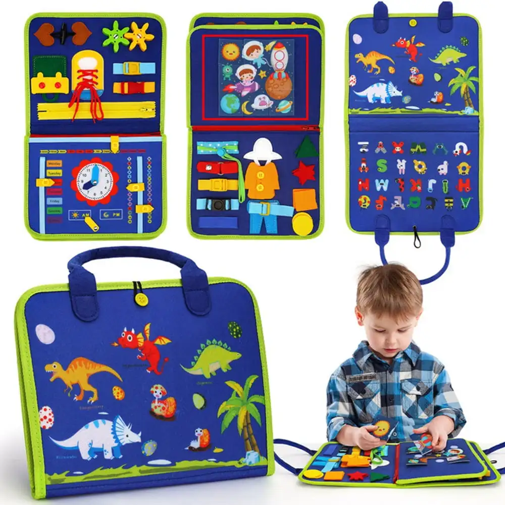 Busy Board Toys, Educational Developing Sensory Board for Basic Dress Skills, Gift for Boys Girls