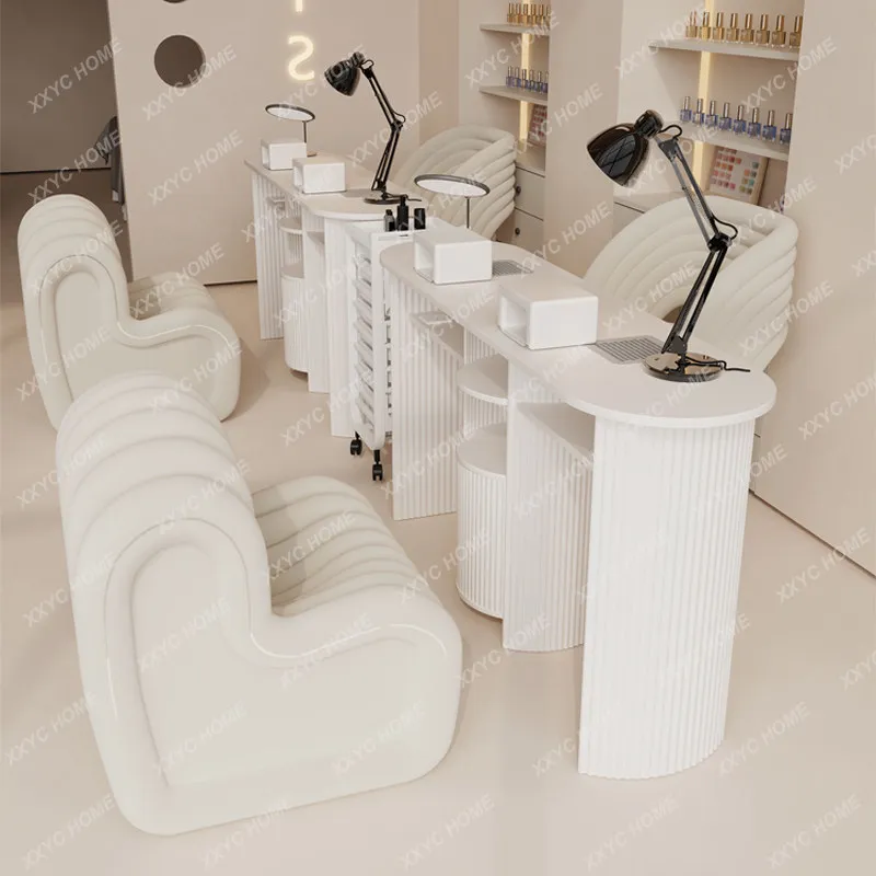 

Nail art table and chair set combination embedded high-power vacuum cleaner does not leak gray nail art table and chair