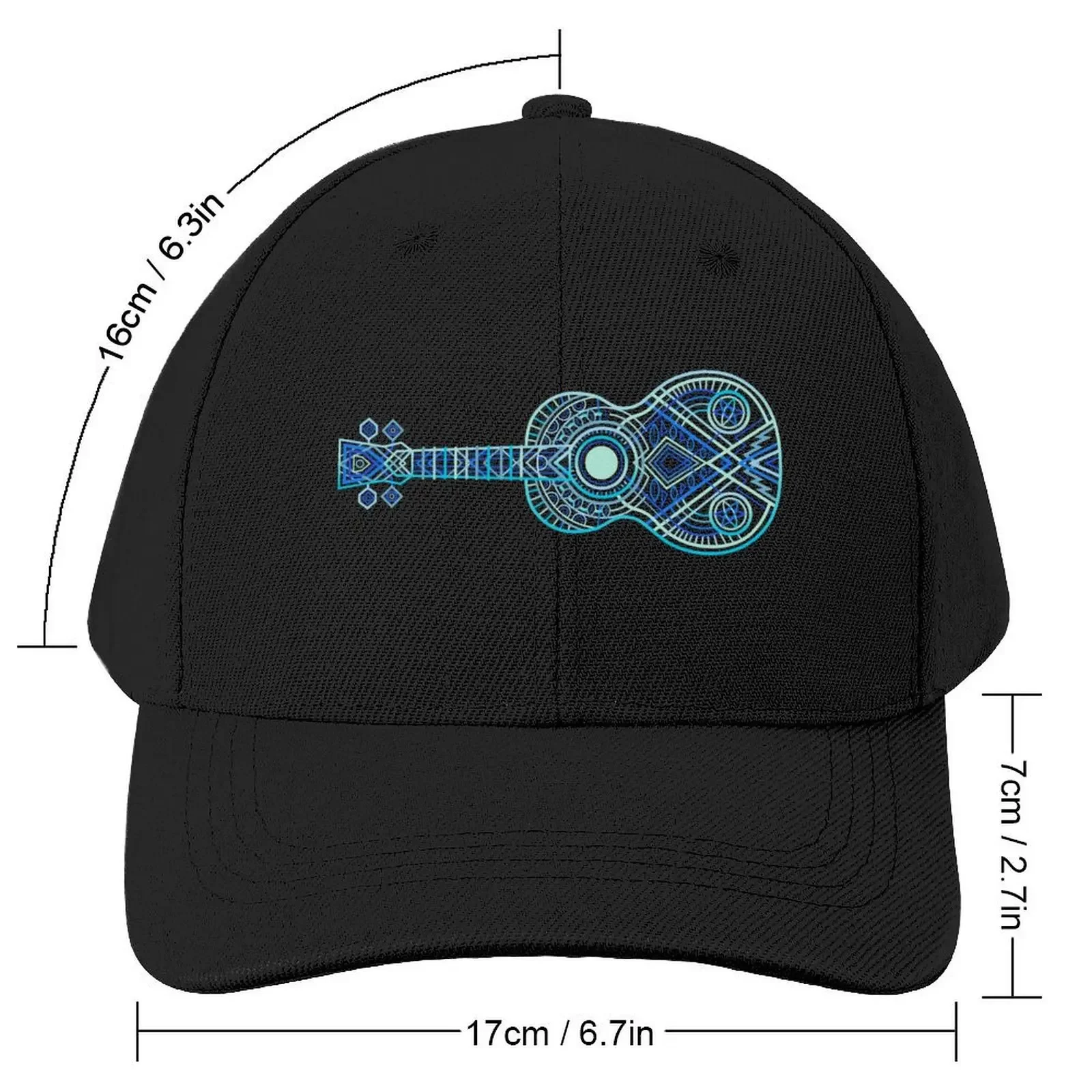 HORIZ NO TEXT 2023 String Theory 1: Bright Blues (recommended: print on dark) - 100 Days of Ukulele Baseball Cap