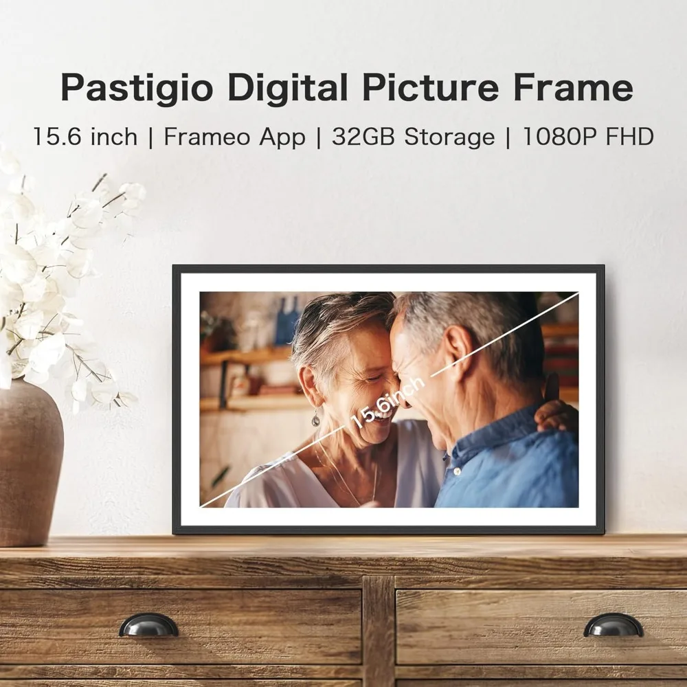 Digital Picture Frame, 15.6 Inch Large Frameo Digital Photo Frame WiFi, 32GB, 1920 * 1080 IPS HD Touch Screen, Tabletop