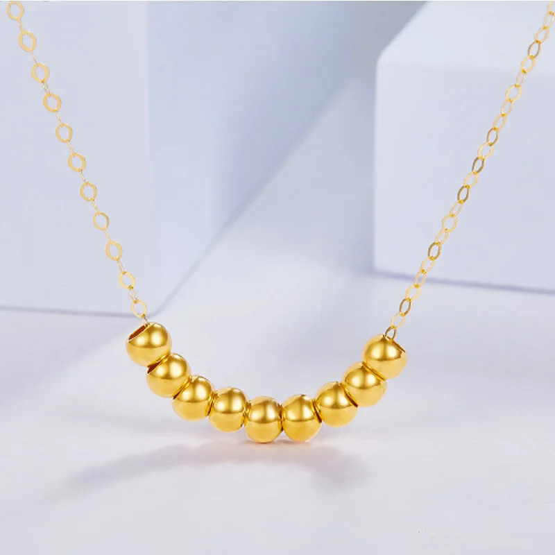 SMILE Real 18K Gold Necklace Pendant AU750 Small Gold Ball Smiling Necklace Women's Boutique Jewelry Gift X0019