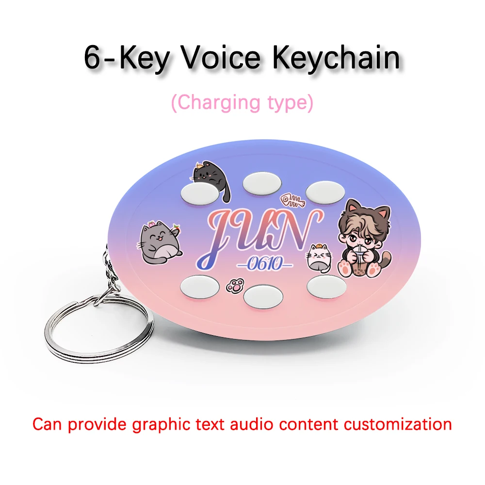 Creative Voice Keyring For SEVENTEEN Team Member JUN 6-Key Audio / Picture Customization Rechargeable Type Keychain Pendant Gift