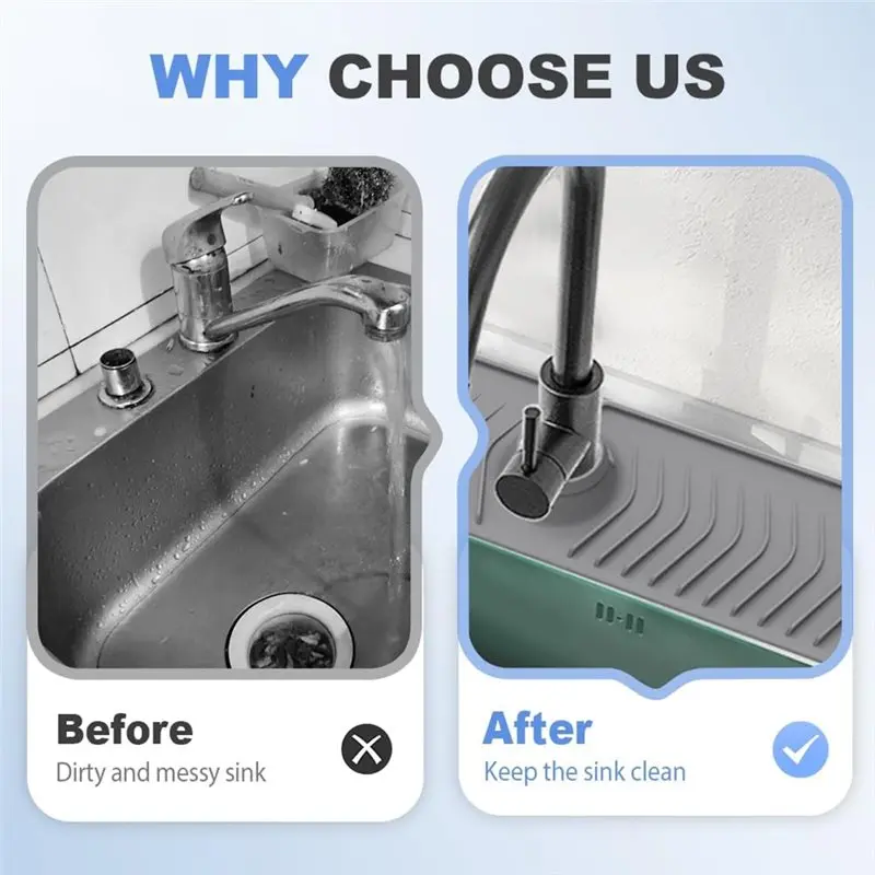 حصيرة صنبور حوض المطبخ من ABYO، 30 بوصة من السيليكون القابل للطي وحصيرة تصريف، تحافظ على سطح الطاولة جافًا #2