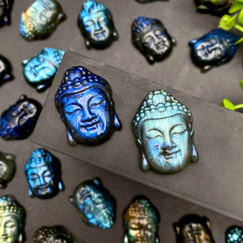 1 STÜCK Hochwertiger Labradorit Buddha Kopf Kristallschnitzerei, Edelsteinschmuck, Glitzer, Geburtstagsgeschenk, Partydekoration