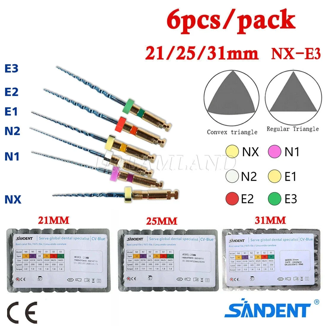 

6Pcs/1Pack Super Dental Endo Files Root Canal Endodontic NITI Rotary Heat Activated File 21/25/31MM