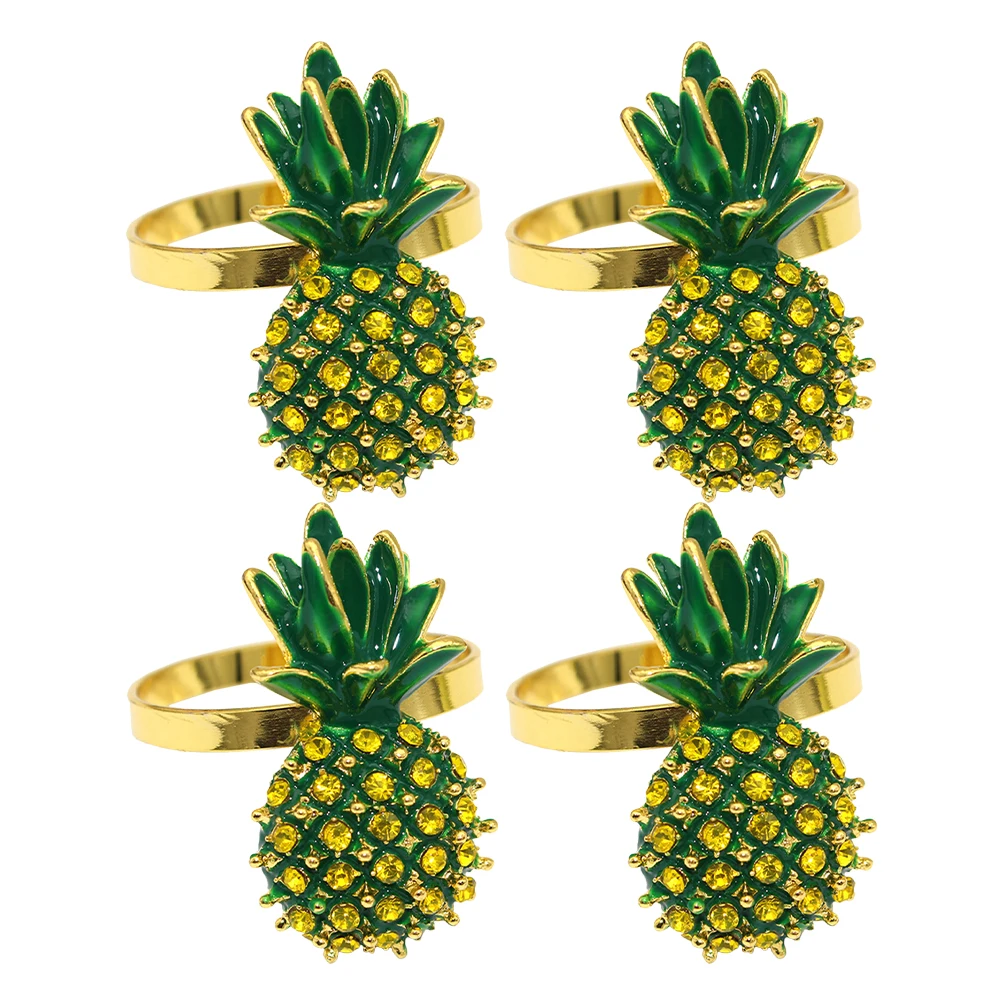 

4pcs Pineapple Shaped Napkin Rings Alloy Material Banquet Decor Dinner Cloth Holders Table Setting Accessories