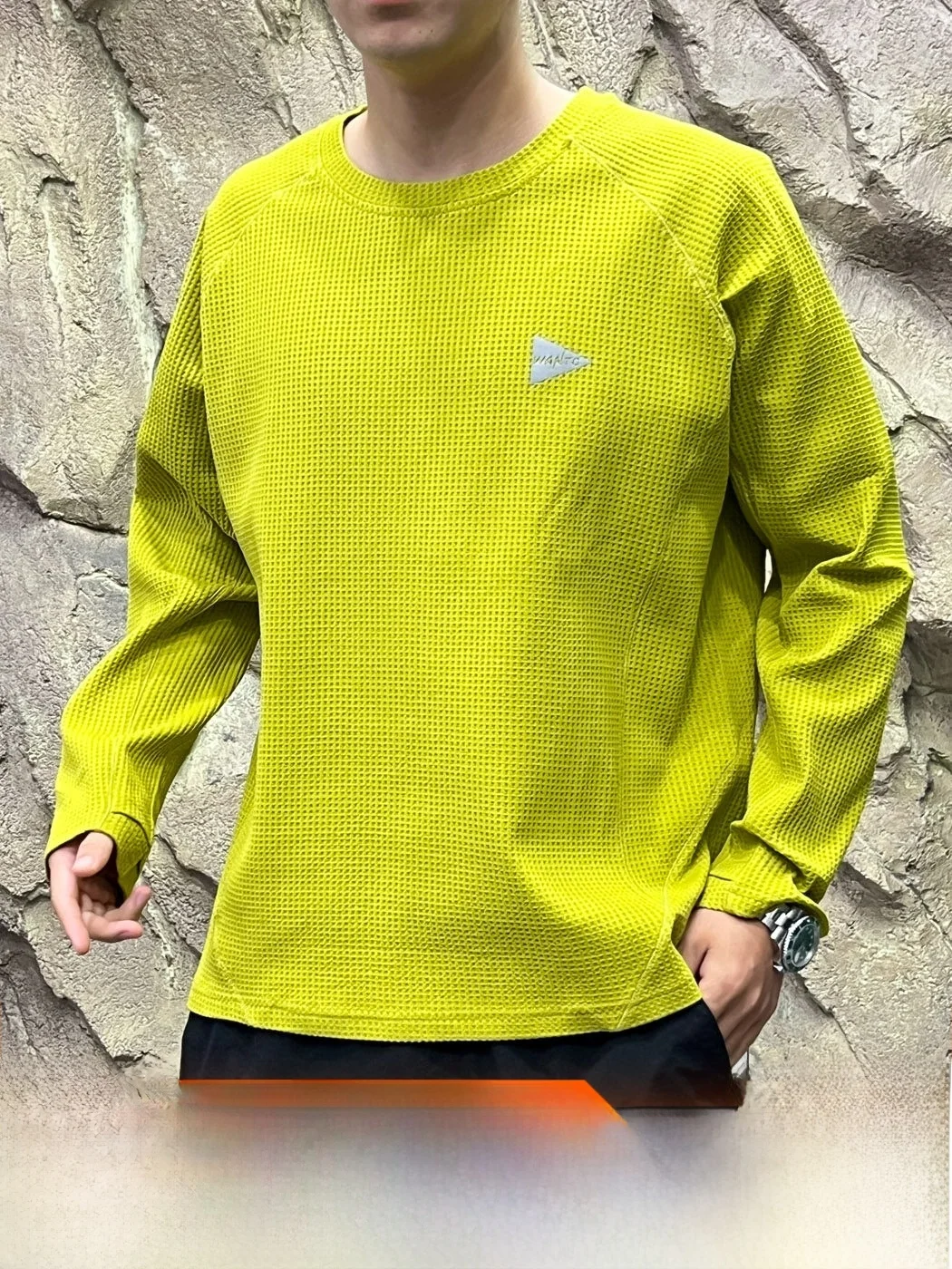 Reflective Design Washed Hoodie Moisture Wicking Unisex Autumn Winter Sweatshirt Polyester Fabric round Neck Waffle Pattern