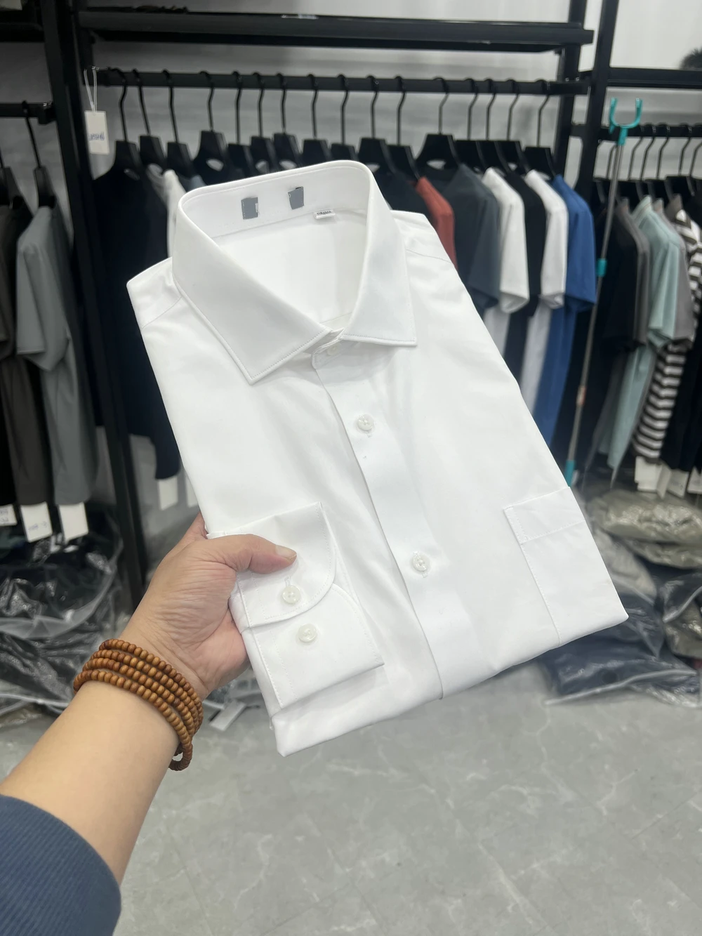 

Busin Casual Pure White Long Sve irt with ket Workwear Office Profional Clothing Tagl Loose Fit Men's irt