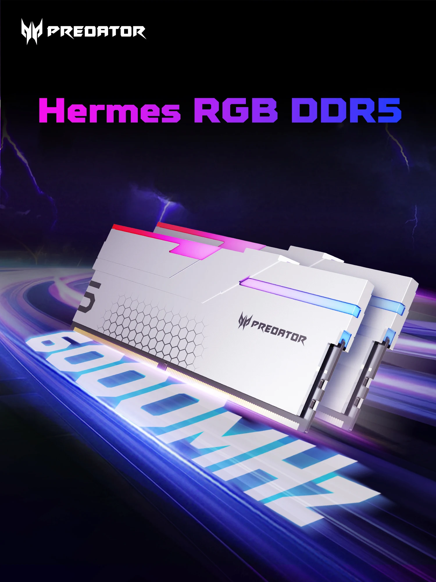 

ACER PREDATOR Hermes RGB DDR5 RAM Memory 32GB(2x16GB) 6000MHz, CL28, Gaming Computer Memory Compatible with XMP 3.0/AMD EXPO
