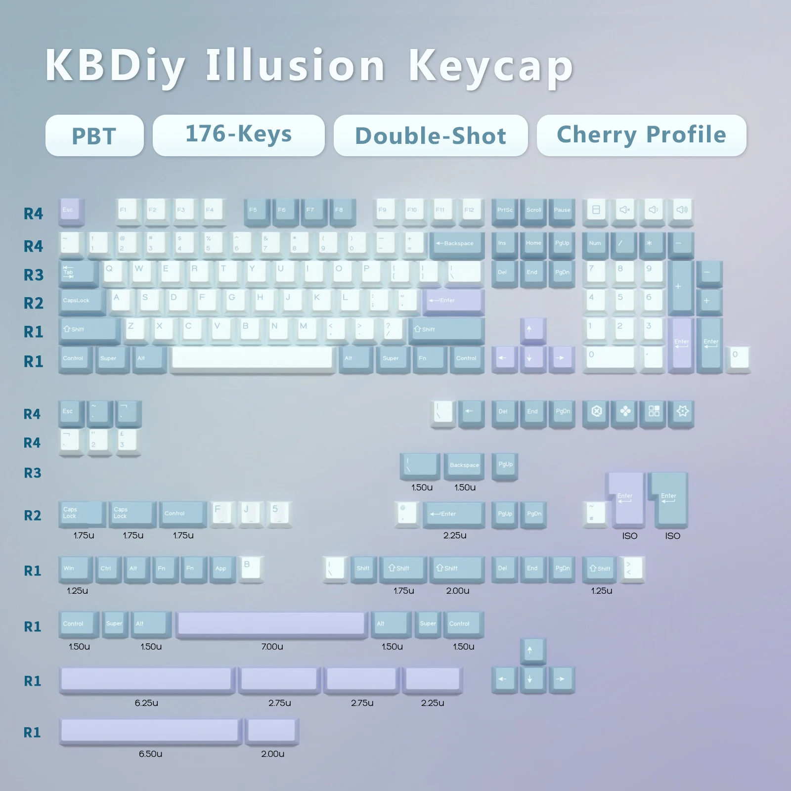 Imagem -02 - Kbdiy-gmk Ilusão Keycap Perfil Cereja Double Shot Pbt Iso Gamer Kit Teclado Mecânico Ponto de Jogo Retro