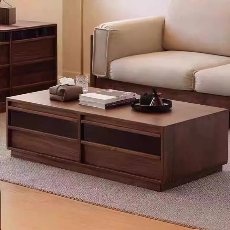 

Black walnut coffee table pure solid wood coffee table, small apartment living room household simple modern tea table tea table