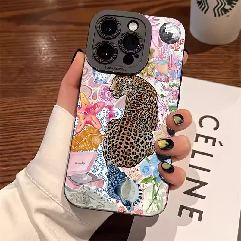 

Cheetah Print Animal Vintage Leopard Star Pattern Phone Case For XS X XR 7 8 Plus 16 iPhone 16E 16 15 14 13 12 11 Pro Max Cover