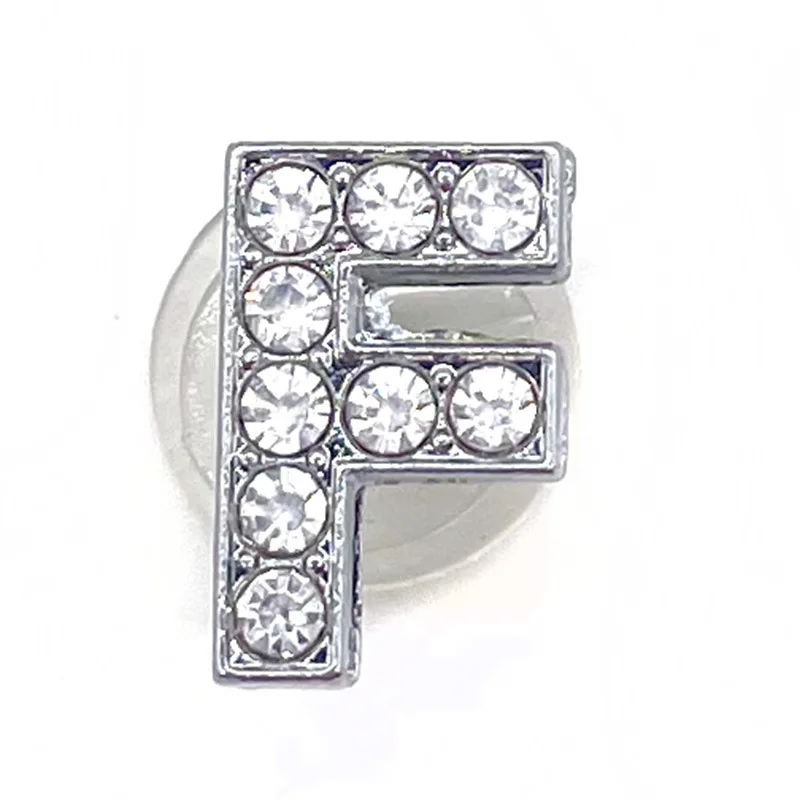Schuh Charms Glitter Strass Buchstabe Silber Kristall Alphabet DIY Legierung Schuh Dekorationen Schmuck Slider Armband Armbänder – Detail 15