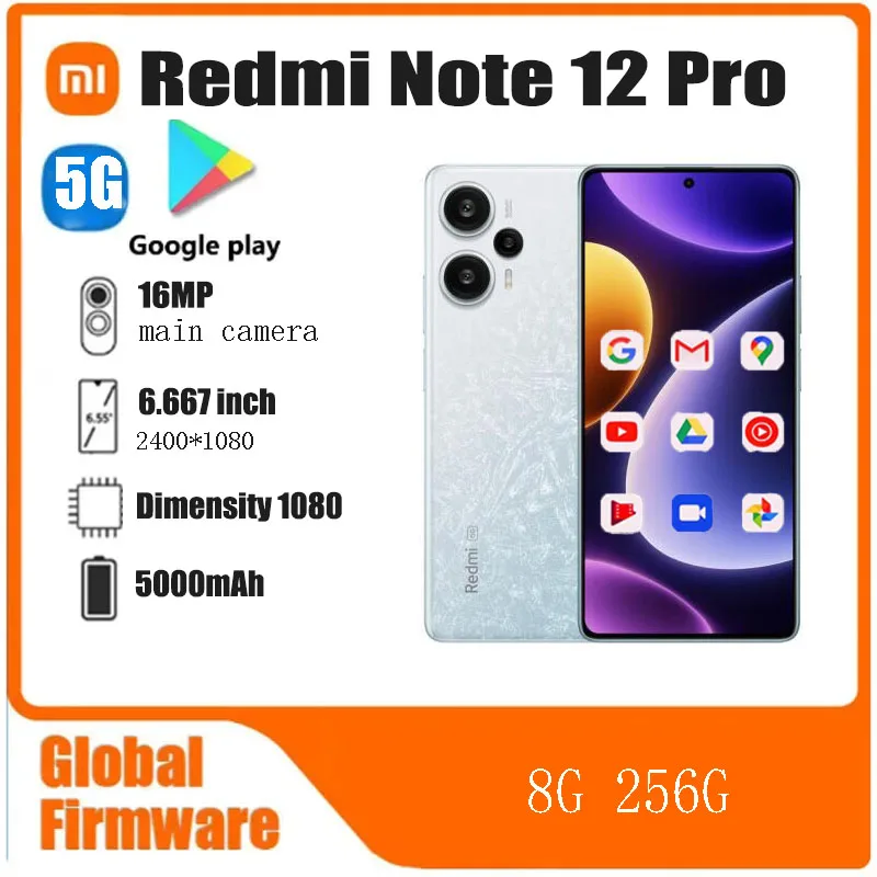Xiaomi-redmi Note 12 Pro Smartphone Telefone Usado Firmware Global Câmera Mediatek Dimensão 1080 16mp 2400 × 1080 5g