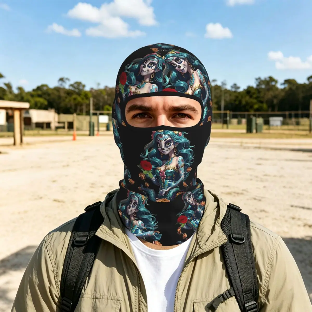 Mexican Catrina Girl Day Of The Dead Breathable Thin Balaclava Full Face Mask Sun Protection Neck Gaiter For Motorcycle Fishing