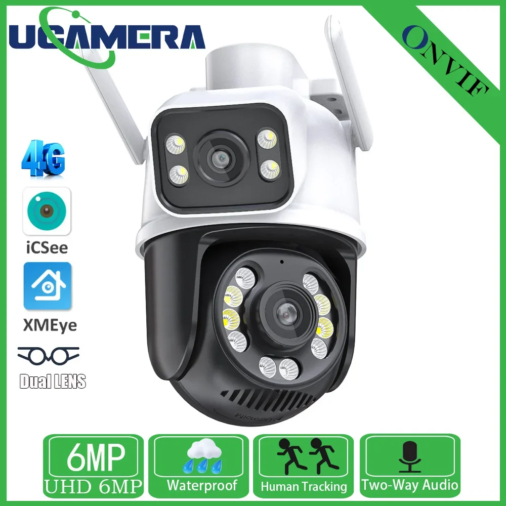 

6MP 3MP+3MP PTZ Wifi Camera Dual Lens with Dual Screen Ai Human Detect Auto Tracking Wireless Outdoor Surveillance Camera iCSee