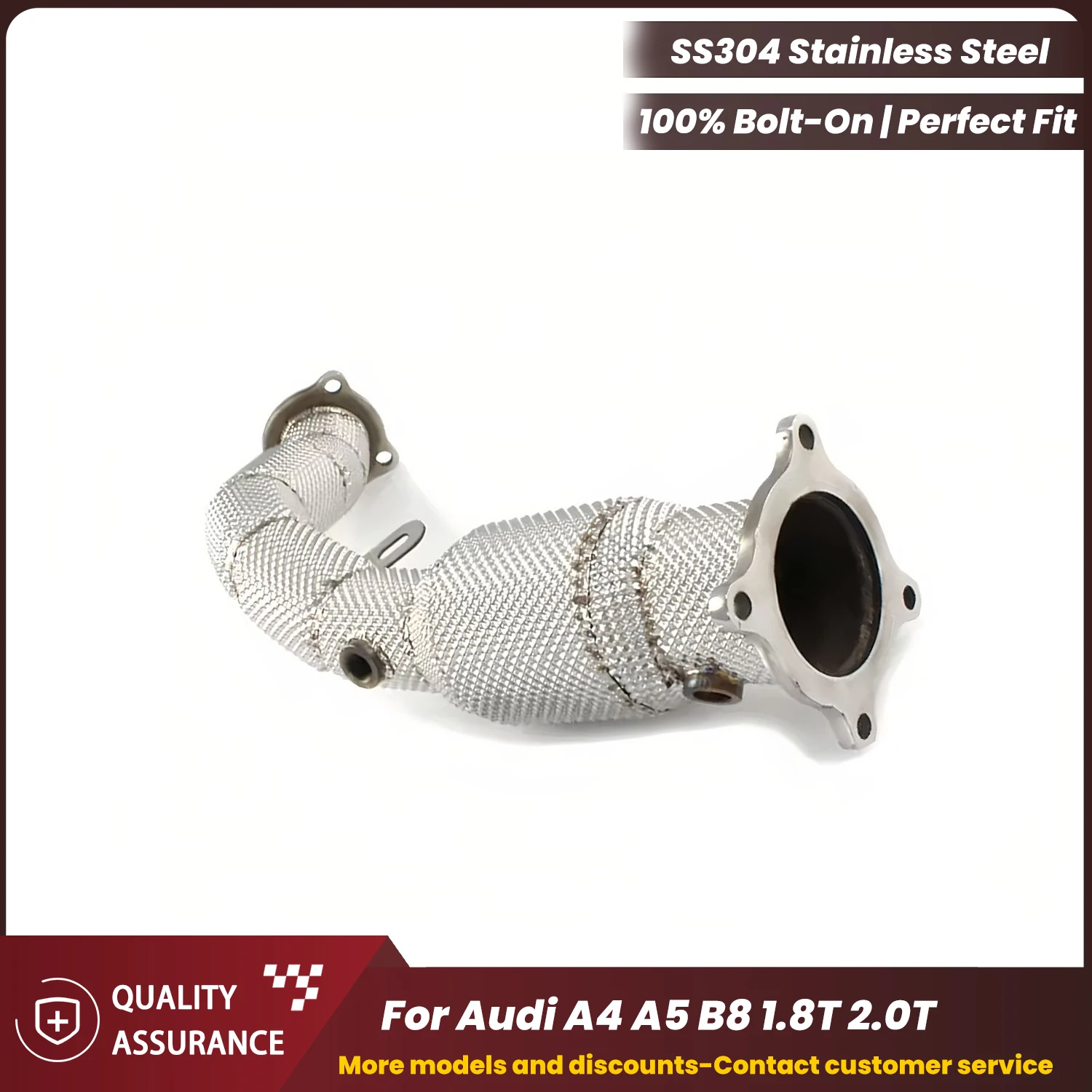 

ECCF Sports Downpipe With Heat Shield For AUDI A4 A5 B8 1.8T 2.0T Aggressive Exhaust Sound High Flow Performance Upgrade