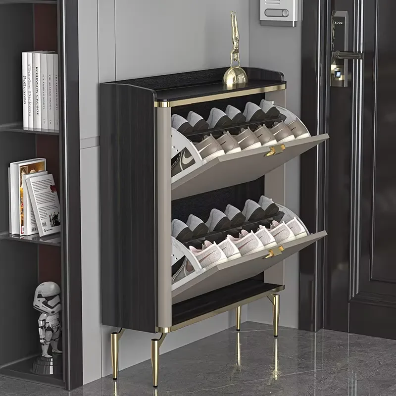 Modern Slim Shoe Cabinet Clamshell Design Large Capacity Storage Rack for Porch Space Saving Easy Assembly Home Organization