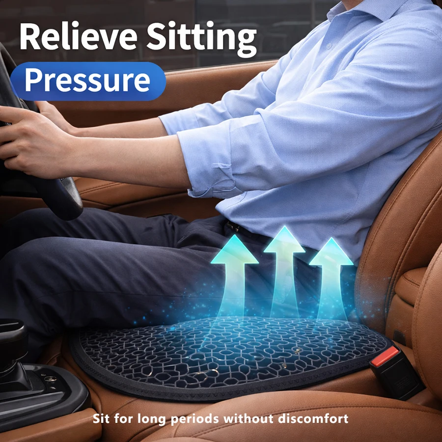 

Car Seat Cushion Honeycomb Design Gel Breathable, Soft and Easy To Clean Provides Comfortable Support Elastic Gel Car Seat