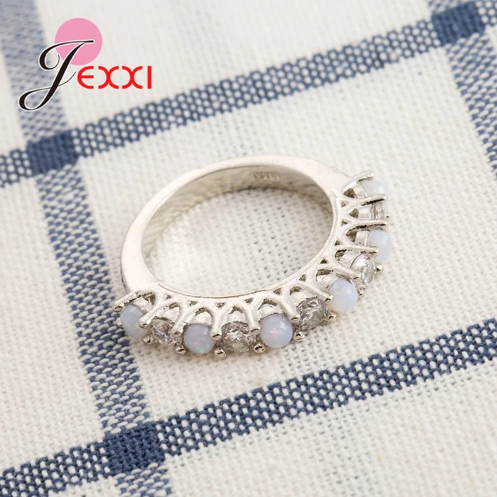 عالية الجودة النساء الإناث مجوهرات الزفاف الطرف 925 فضة البنصر مع كامل AAA أوبال زركونيا مكعب #4