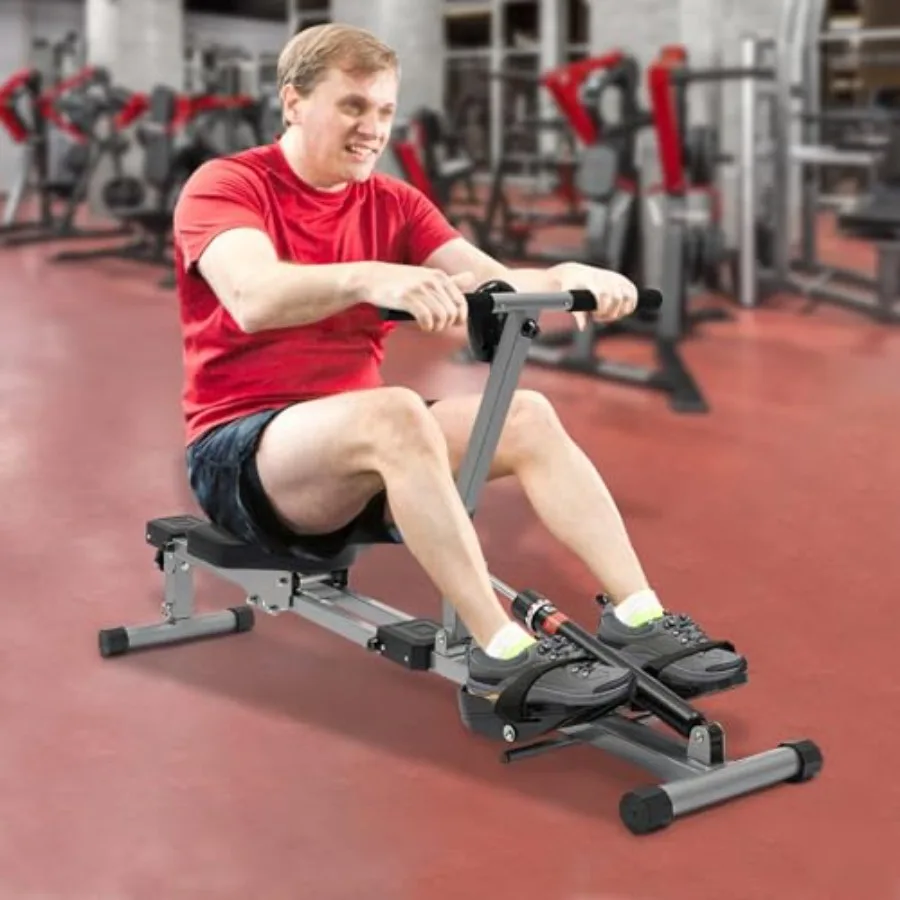 آلة التجديف القابلة للطي للمنزل التجديف الهيدروليكي مع 16 مستويات المقاومة 3 مستويات الارتفاع السكك الحديدية الشريحة المزدوجة 265 رطل الوزن السعة