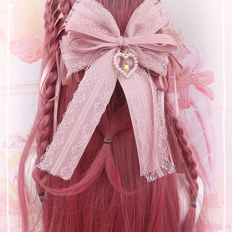 1 piece】y2k accessories fashion hair clips Japanese Style hair barrettes lolita accessories lace bow big size hairpins for girls