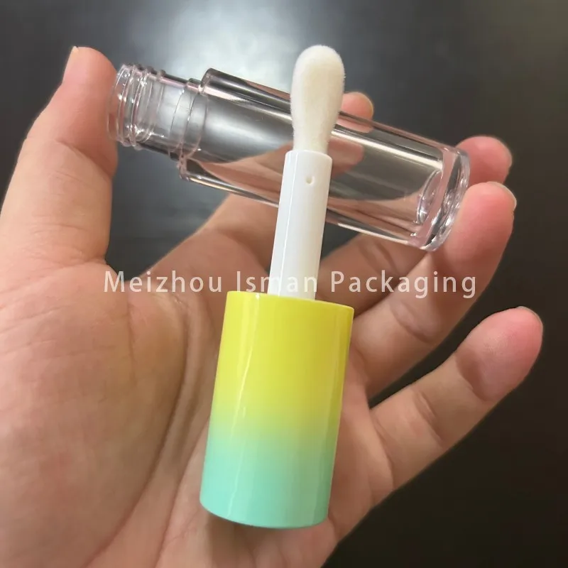 50Pcs New Style Round Gradient Top 5ml Big Brush Wand Lipgloss Tubes Wholesale Rainbow Lip Gloss Container PackagingTube