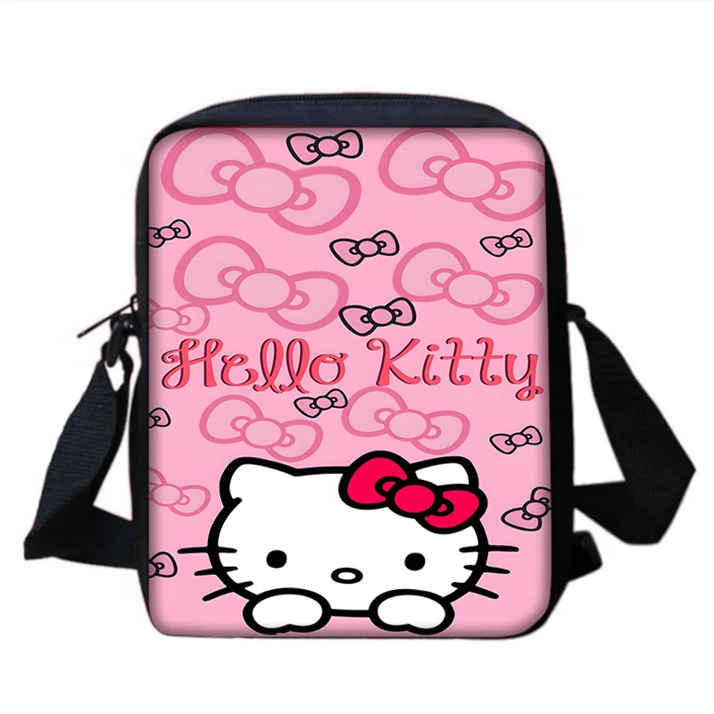 Sac messager imprimé Hello Kitty pour hommes et femmes, sac à main décontracté pour enfants, sac de téléphone, sac à provisions, anime mignon, rose, initié