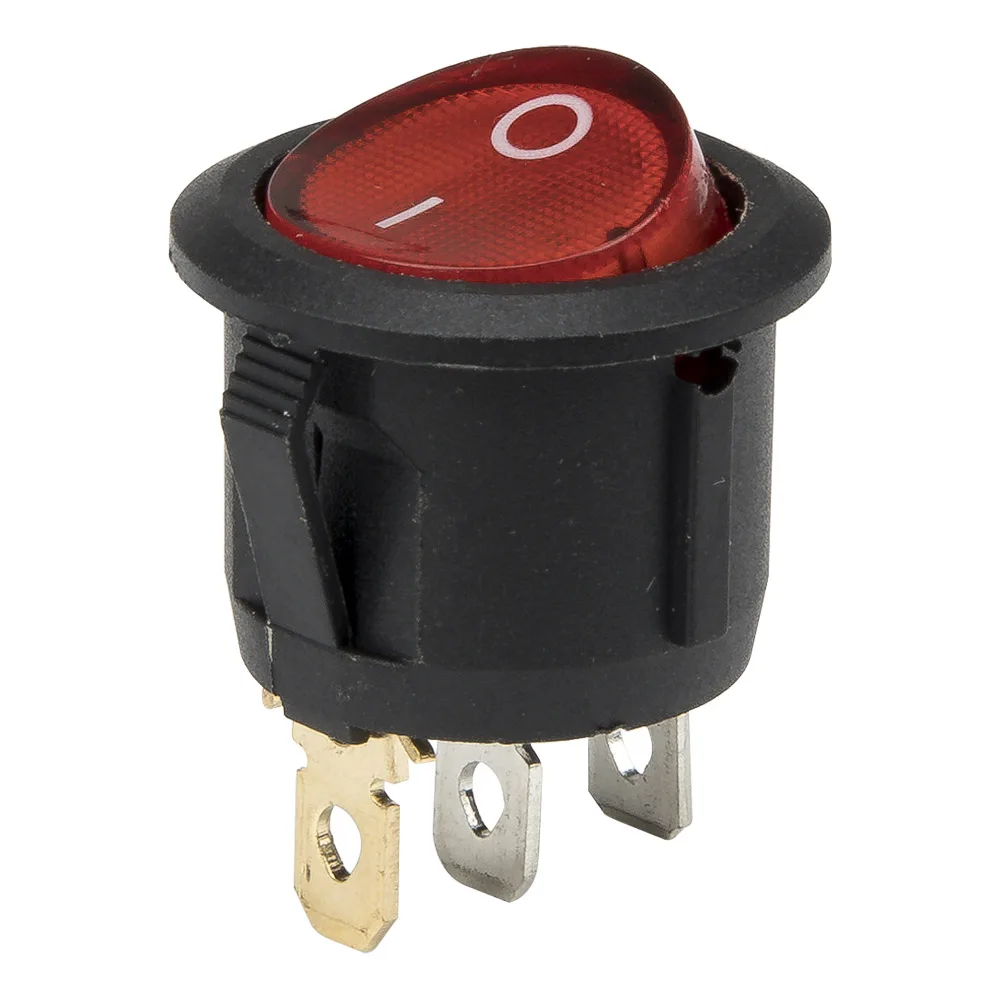 10pcs / lot KCD1-102N-5 perforate diameter 20 mm 3 pin ON - OFF round rocker switch with light KCD1-105N 220V 12V