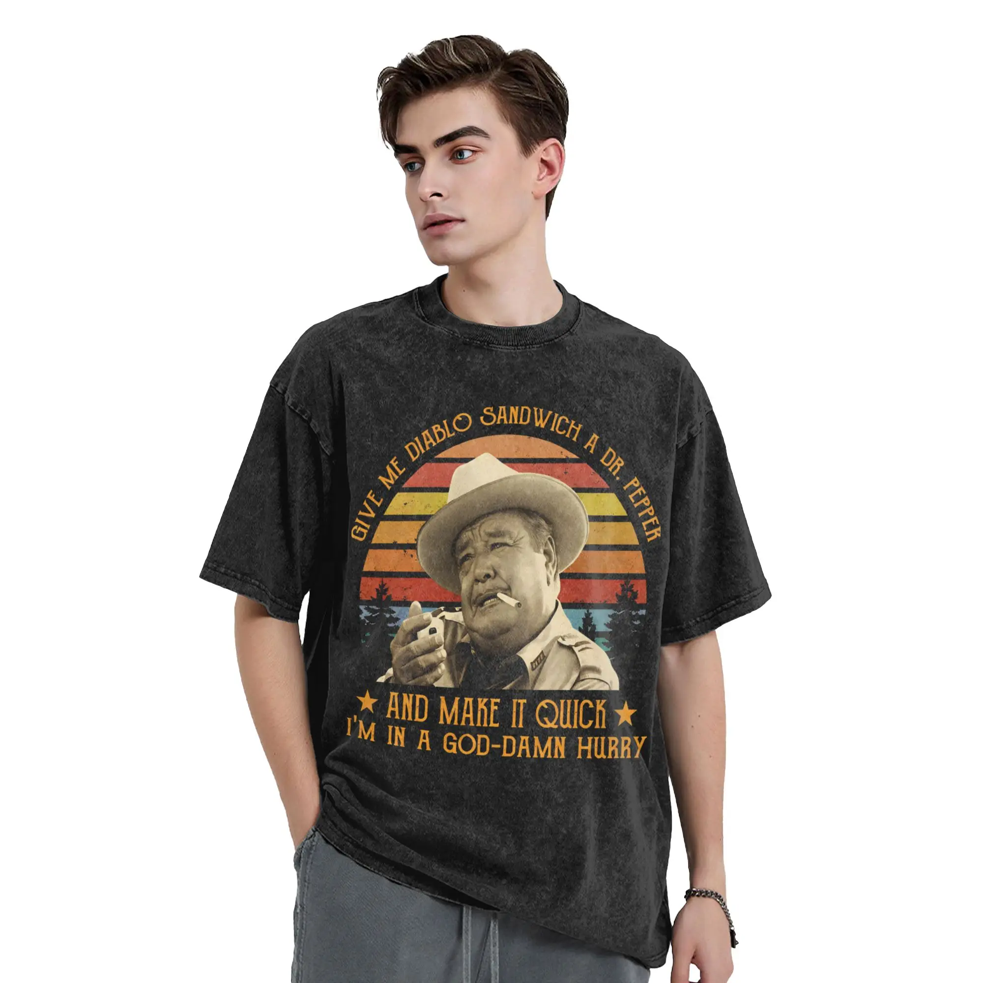 Men Women T Shirt Smokey and The Bandit  Washed T Shirts Hip Hop  Summer Tee Shirt Aesthetic Loose Cotton Clothes New Arrival